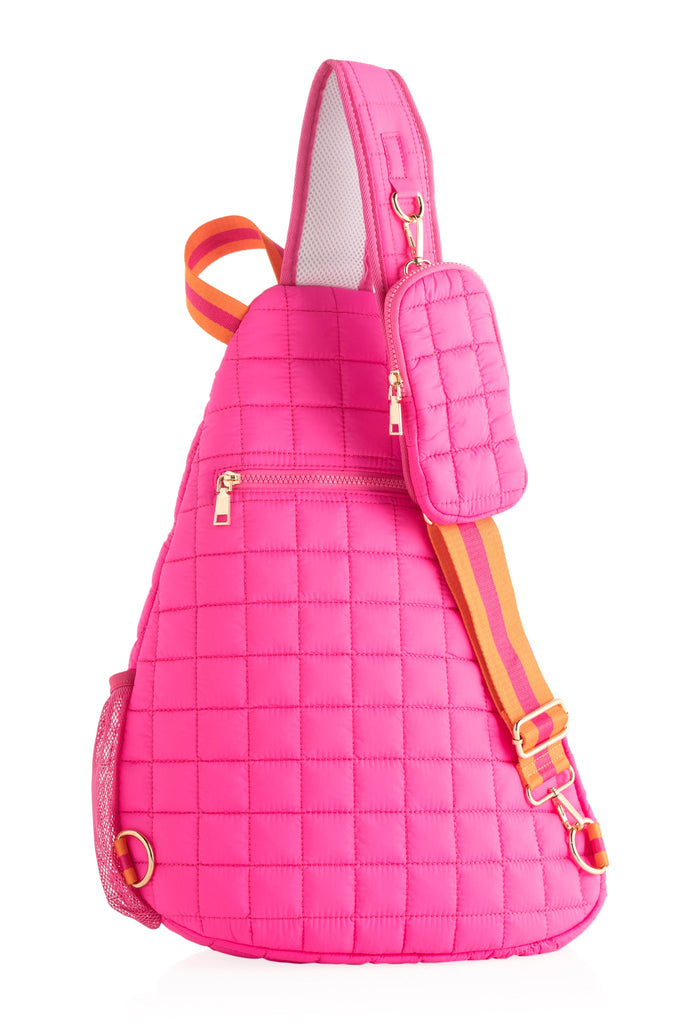 Ezra Quilted Nylon Sling Bag - Magenta