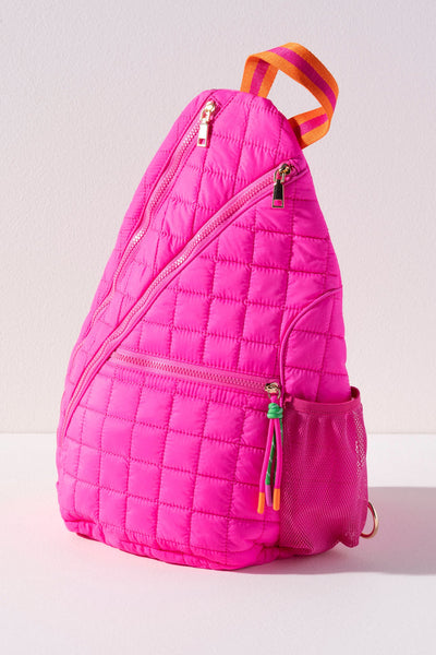 Ezra Quilted Nylon Sling Bag - Magenta