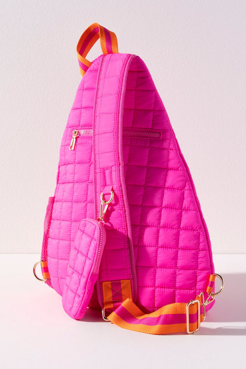 Ezra Quilted Nylon Sling Bag - Magenta