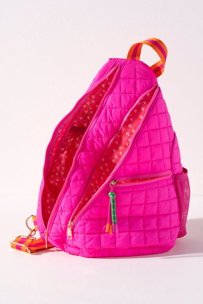 Ezra Quilted Nylon Sling Bag - Magenta