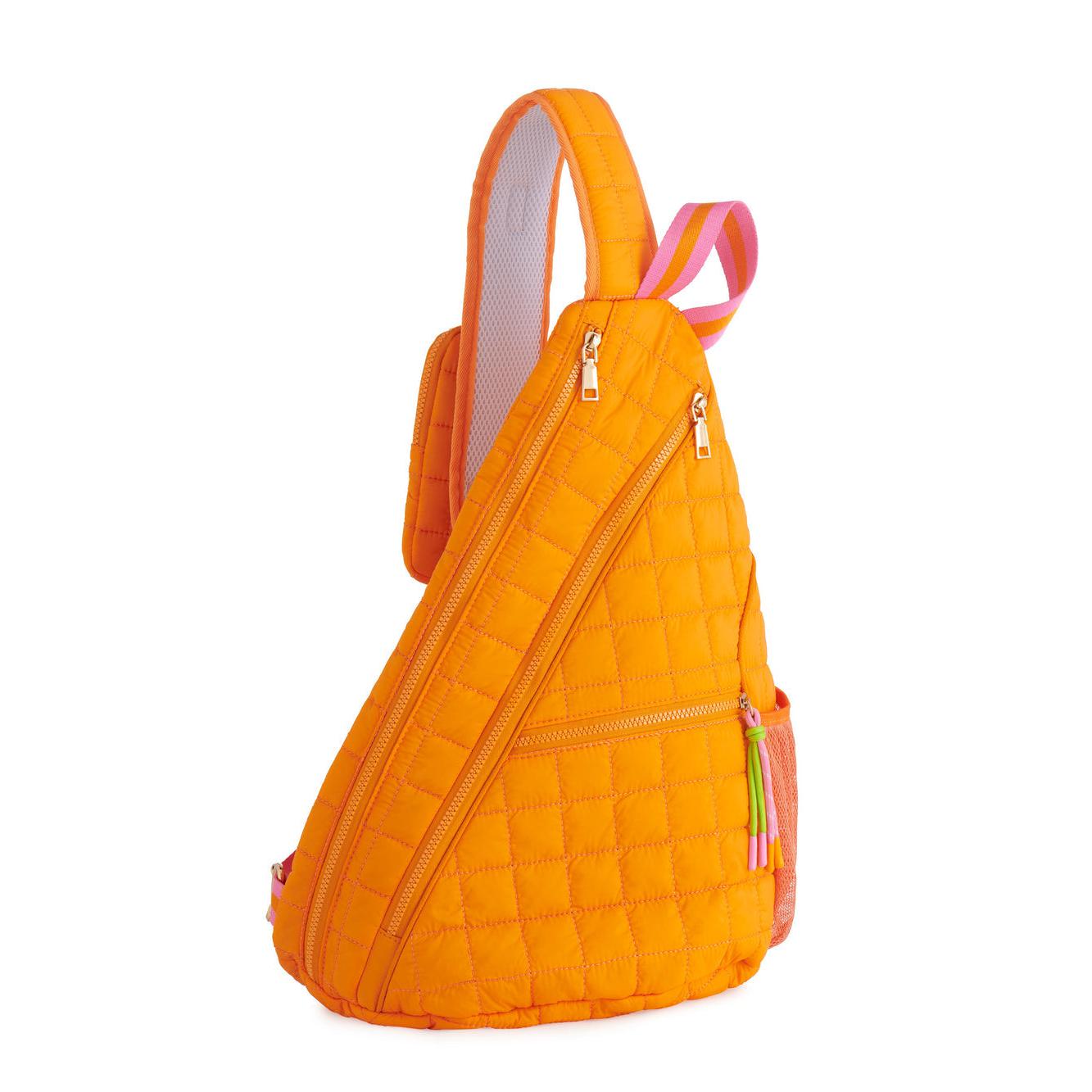 Ezra Quilted Nylon Sling Bag - Orange