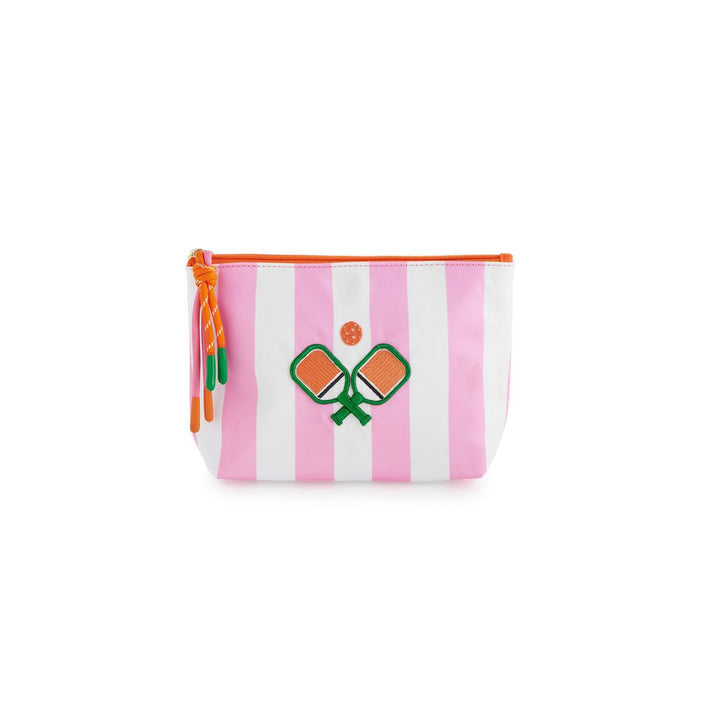 Pickleball Paddles Pink Stripe Medium Zip Pouch