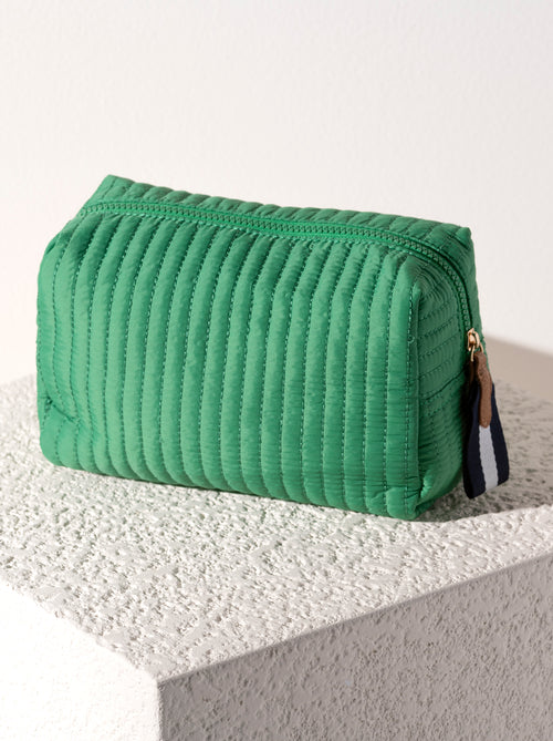 Ezra Quilted Nylon Large Cosmetic Pouch - Green