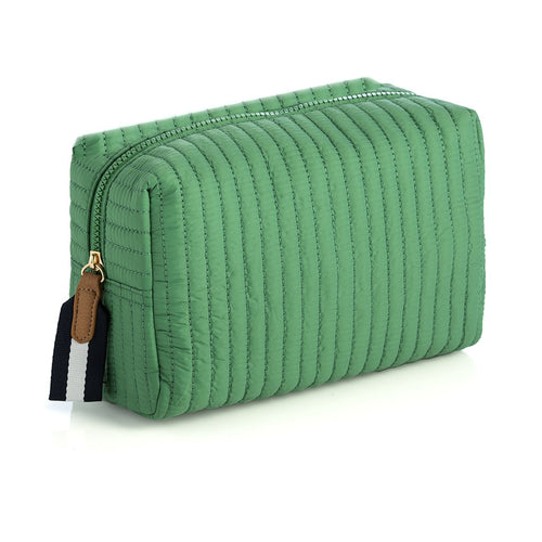 Ezra Quilted Nylon Large Cosmetic Pouch - Green