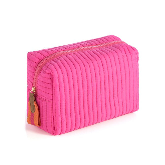 Ezra Quilted Nylon Large Cosmetic Pouch - Magenta