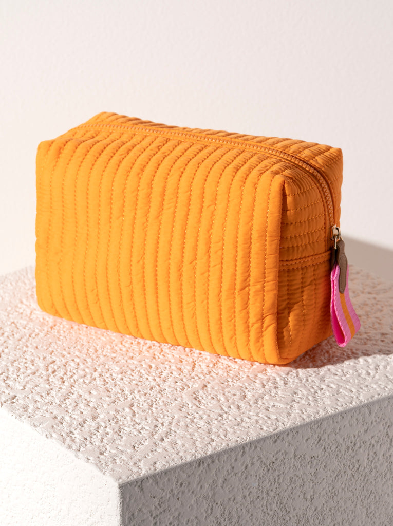 Ezra Quilted Nylon Large Cosmetic Pouch - Orange