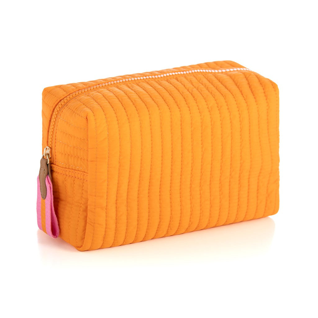 Ezra Quilted Nylon Large Cosmetic Pouch - Orange