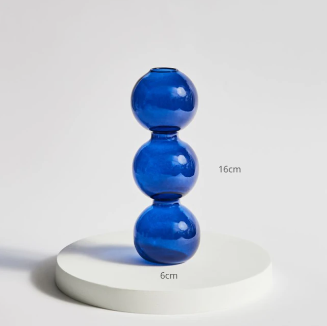 Bubble Shape Glass Vase - Blue