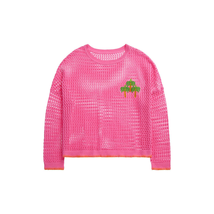 Palm Tree Mesh Sweater