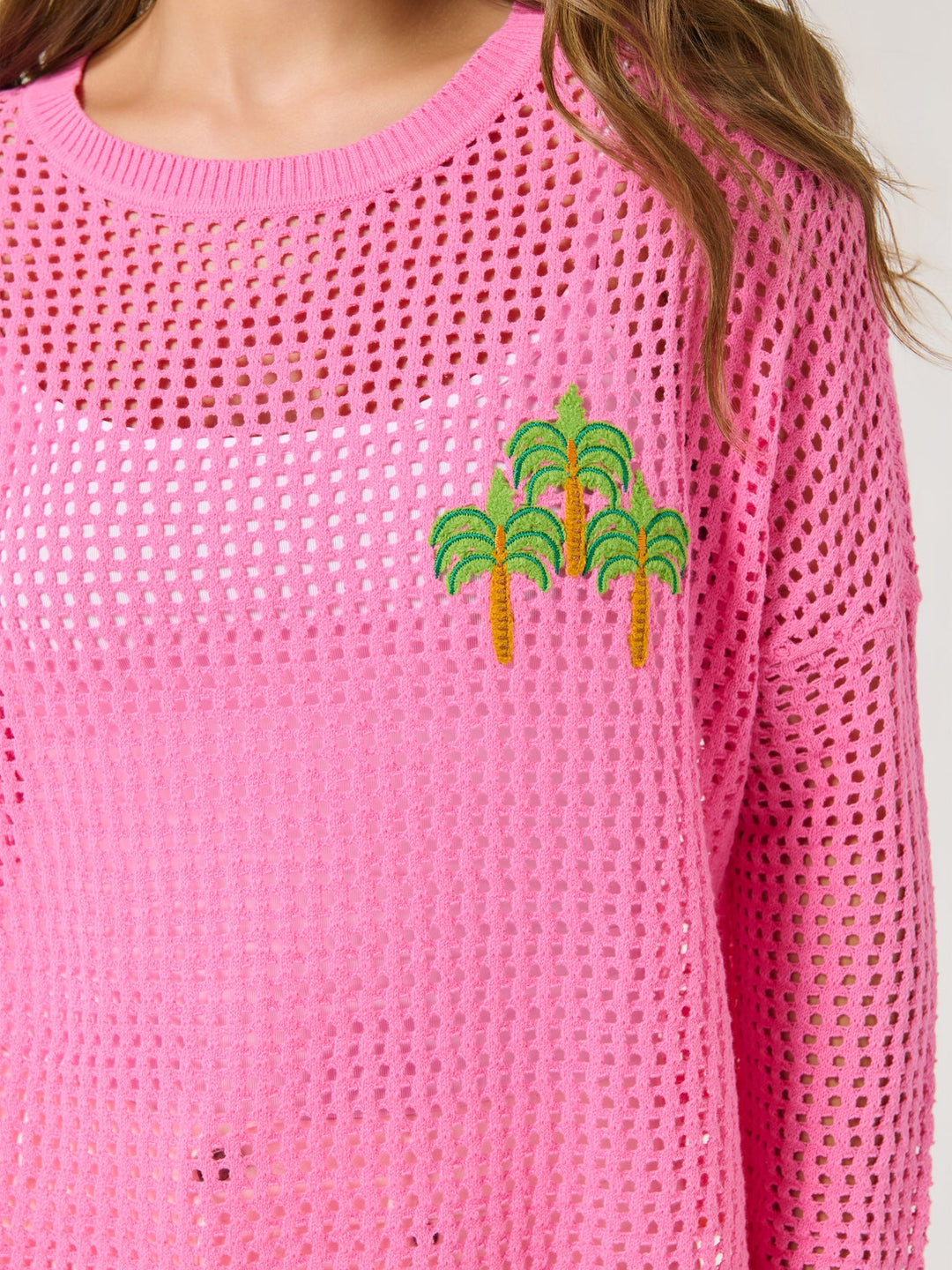 Palm Tree Mesh Sweater