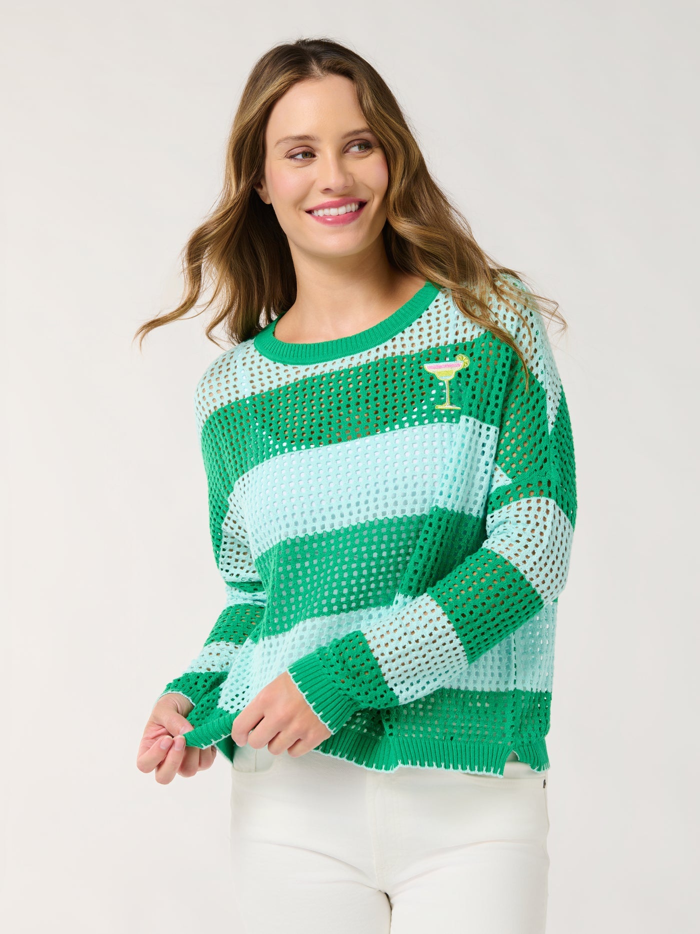 Margarita Striped Mesh Sweater