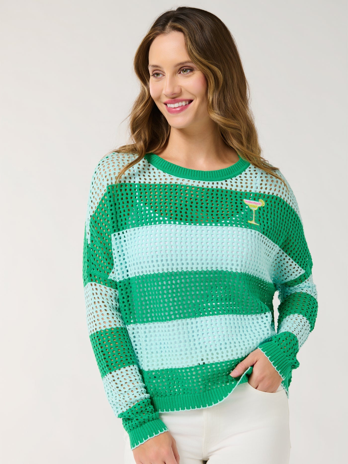 Margarita Striped Mesh Sweater