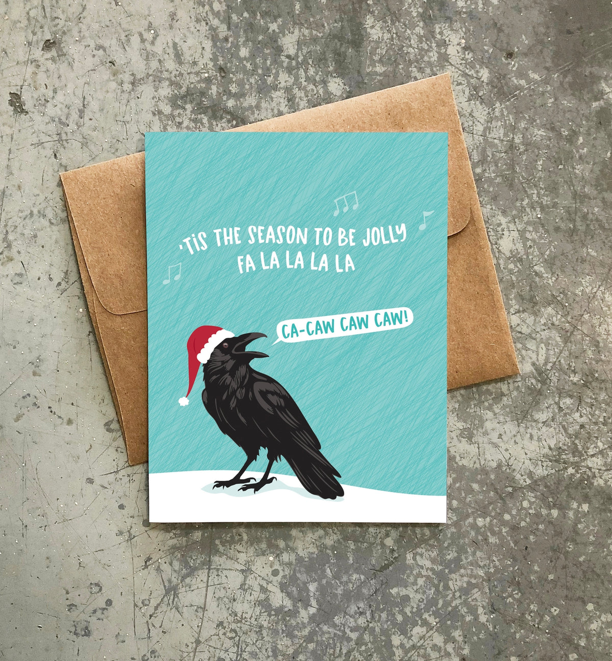 Fa La La Ca-Caw Crow Holiday Card