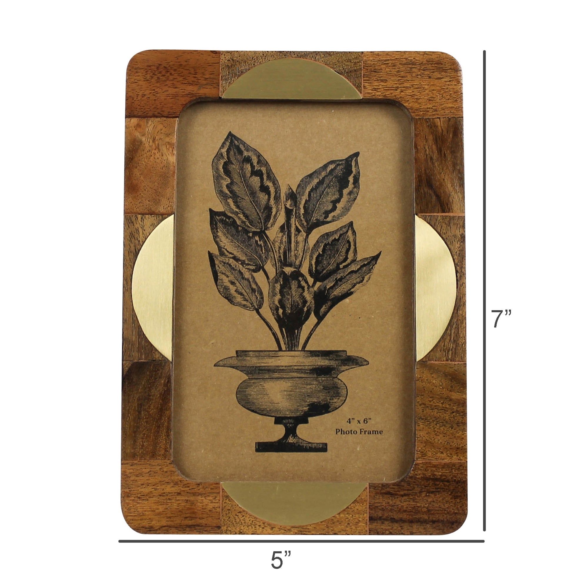 Teak & Brass Semicircle Frame 4 x 6