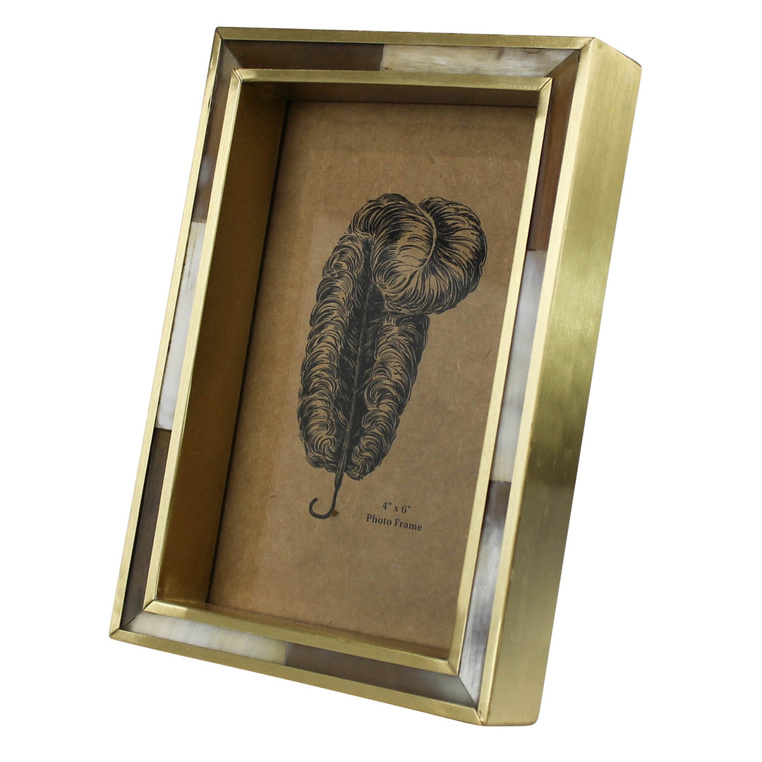 White Horn Brass Border Frame 4 x 6
