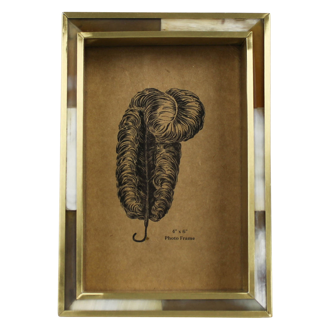 White Horn Brass Border Frame 4 x 6