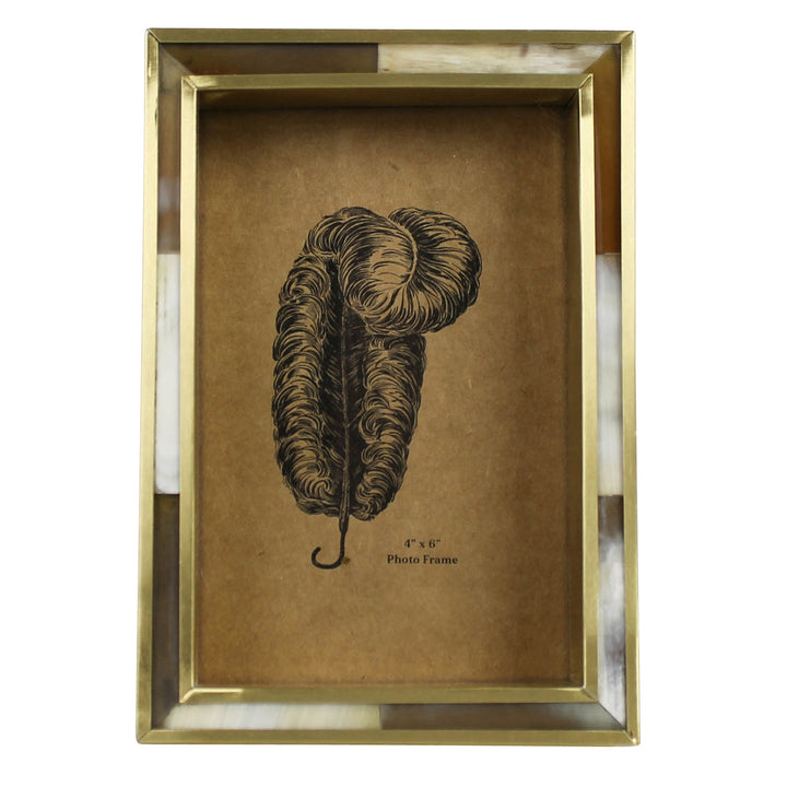 White Horn Brass Border Frame 4 x 6