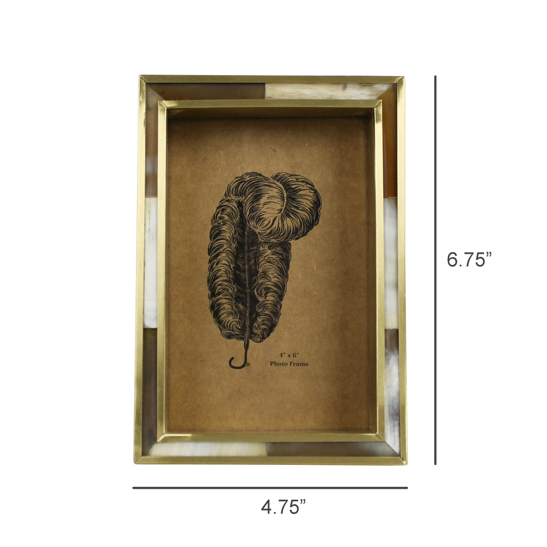 White Horn Brass Border Frame 4 x 6