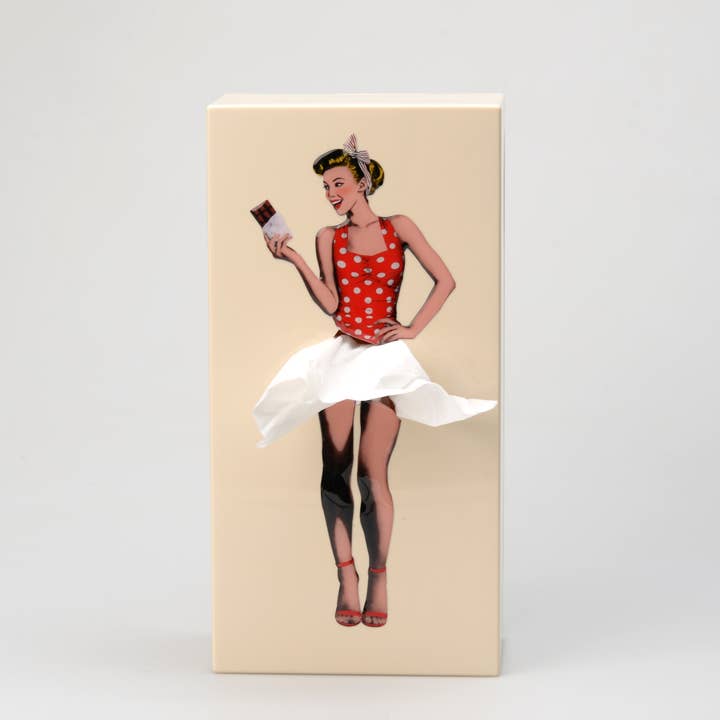 Flying Skirt Tissue Box - Cream