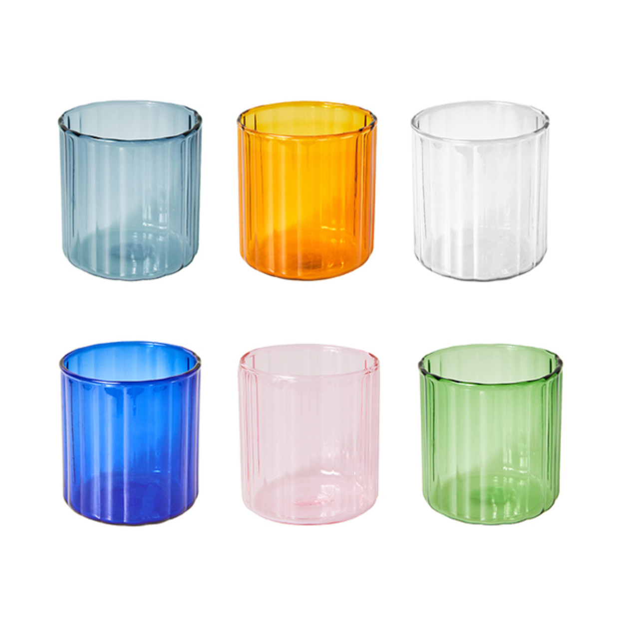 Coloured Small Glass Cups - Set of 6