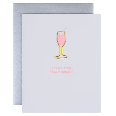 Cheers To The Happy Couple Paper Clip Blank Letter Press Card