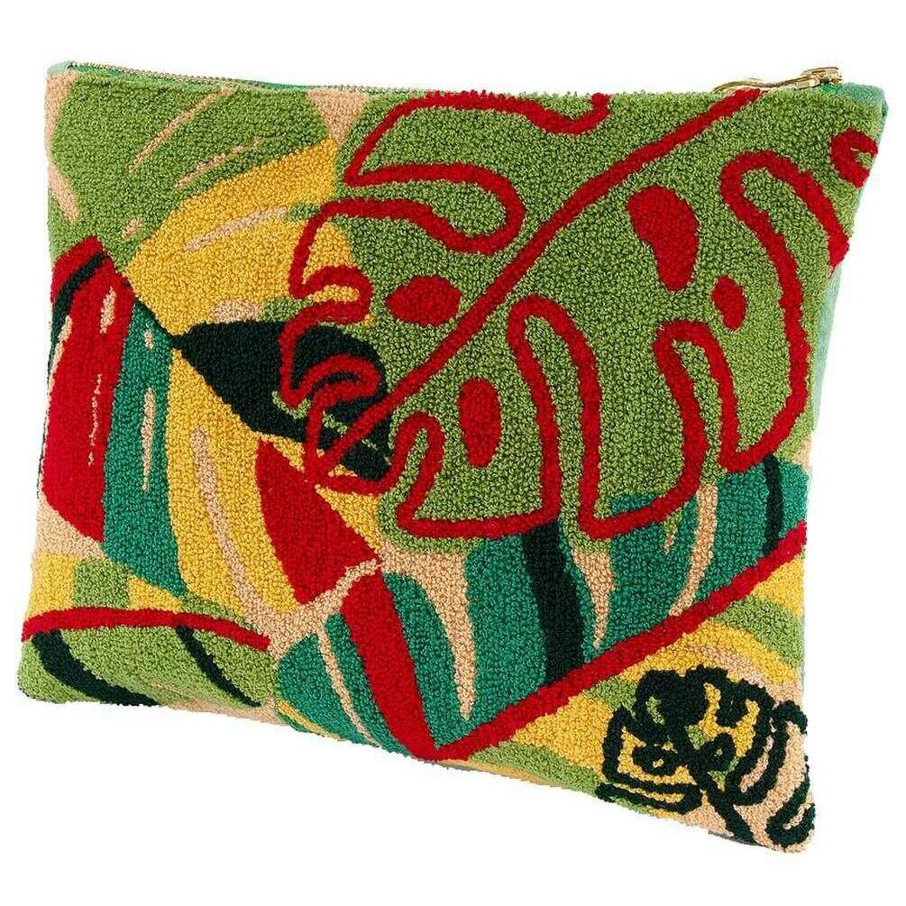 Exotic Leaves Tufted Wool Pouch