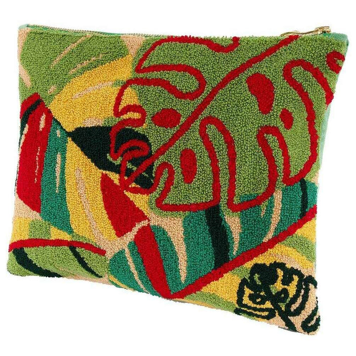 Exotic Leaves Tufted Wool Pouch