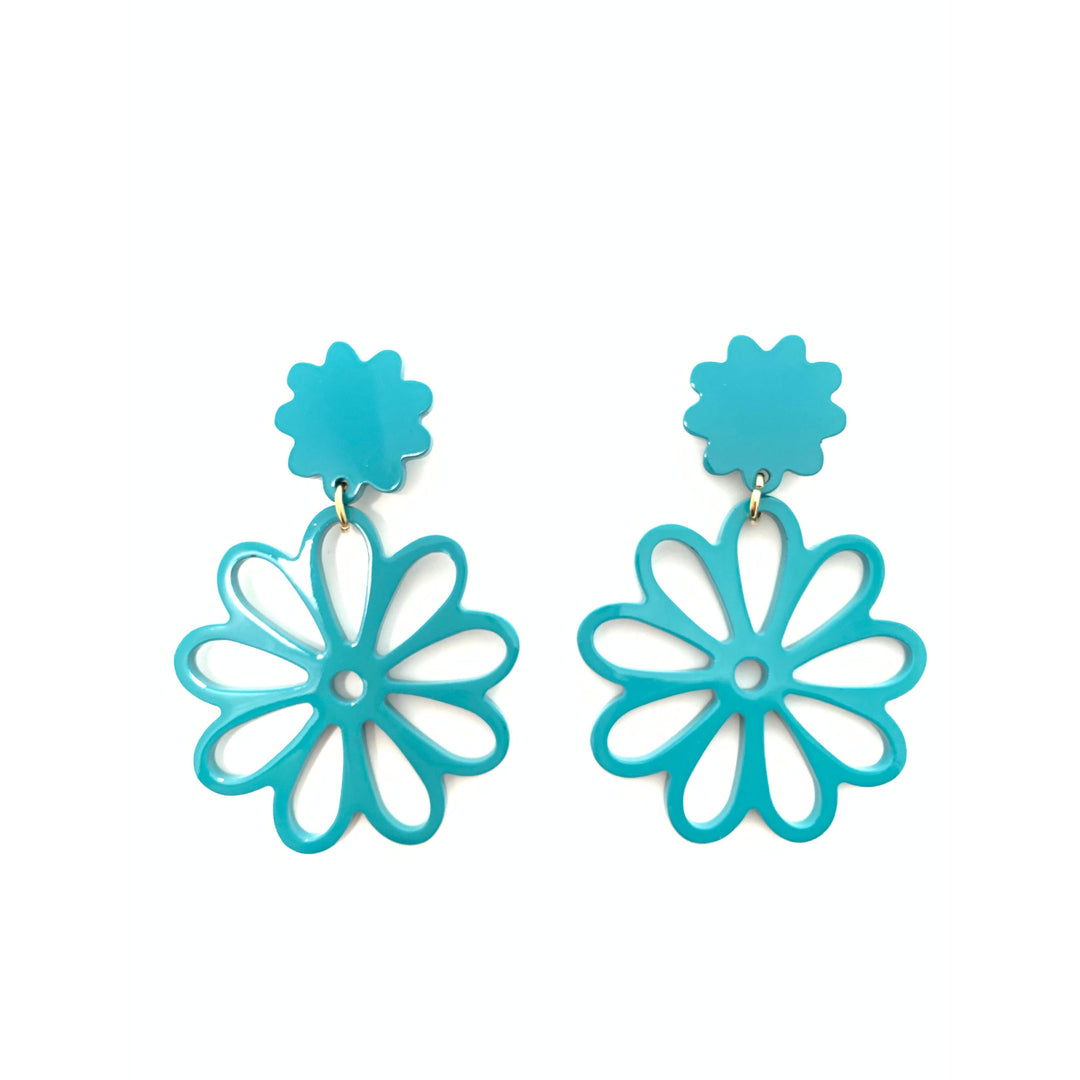 Dahlia Earings - Peacock Blue