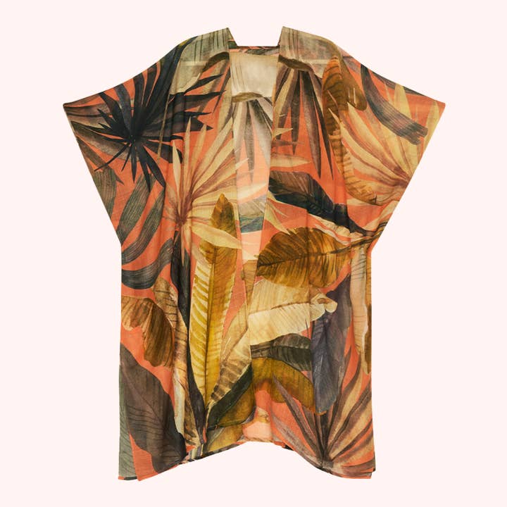 Oversized Wool Wraparound - Painted Palms