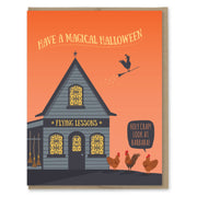 Chicken Flying Lessons Halloween Card