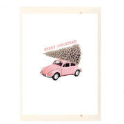Merry Christmas Pink VW Holiday Card