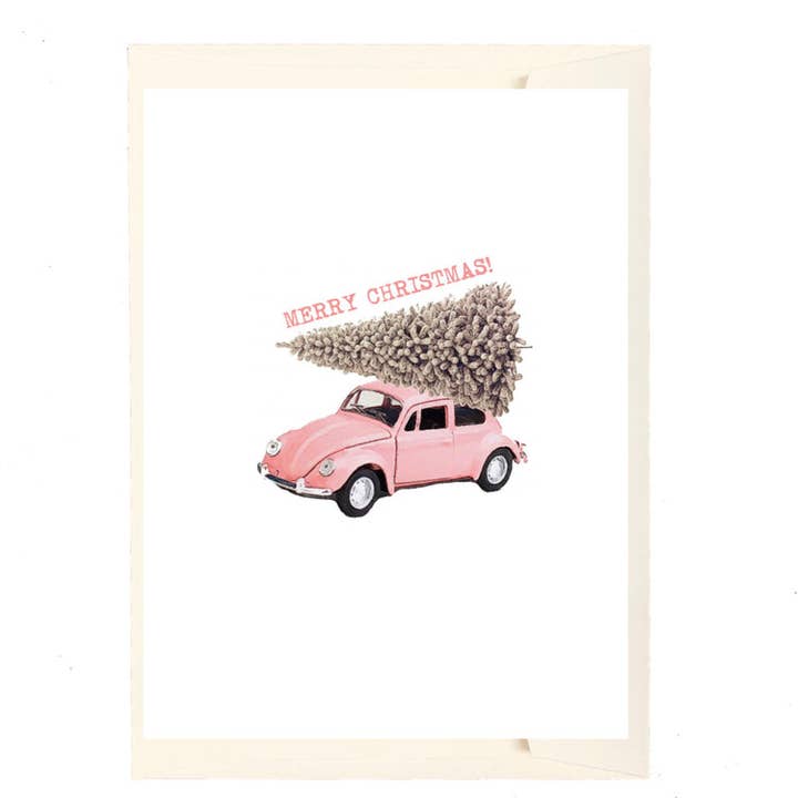 Merry Christmas Pink VW Holiday Card