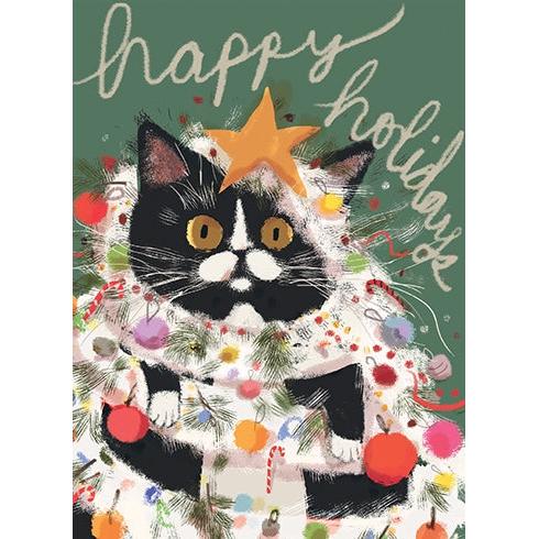 Cat In Tinsel Holiday Card - Just Fabulous Palm Springs