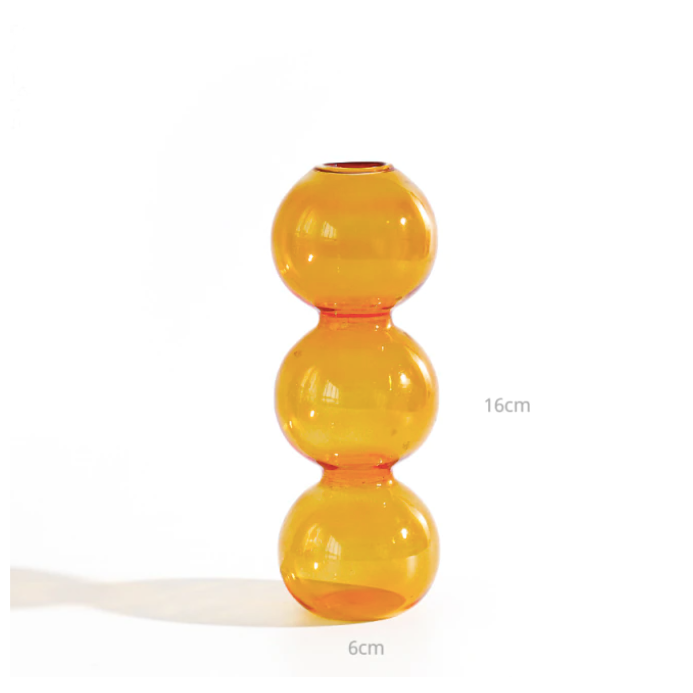 Bubble Shape Glass Vase - Orange