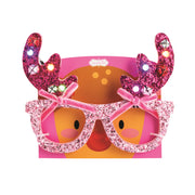 Pink Reindeer Christmas Light-Up Glasses
