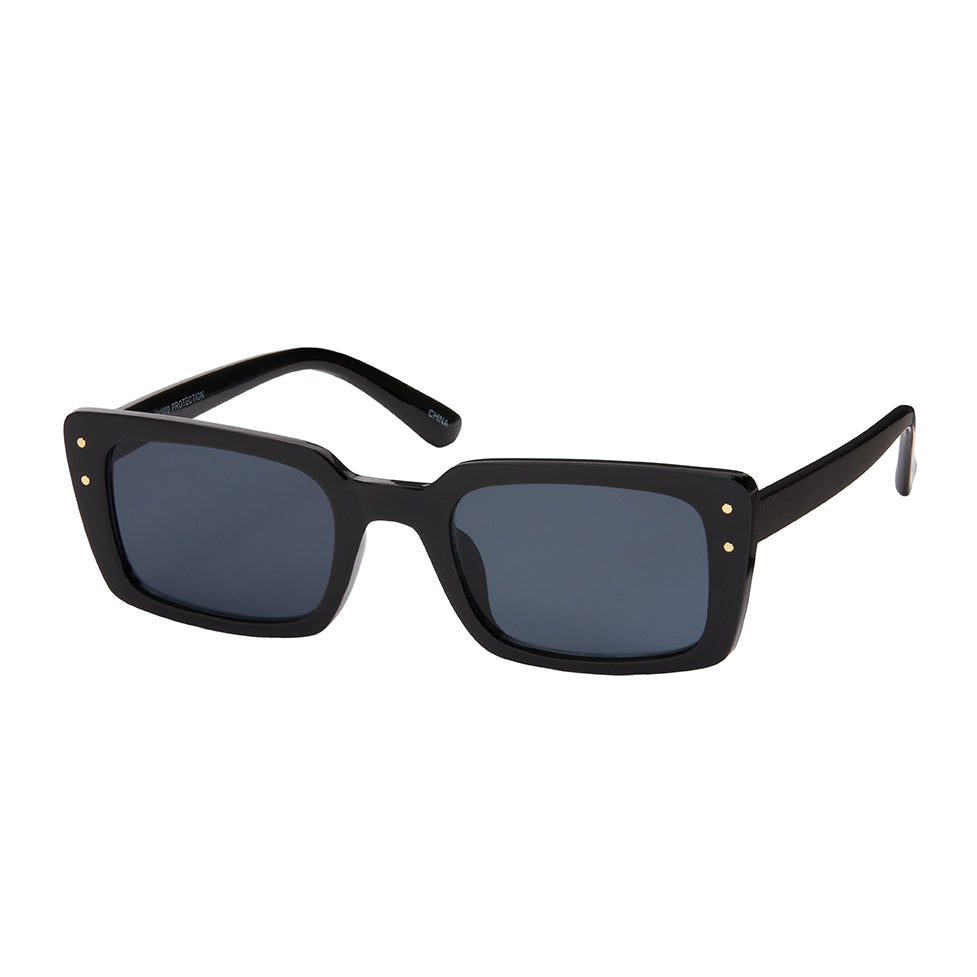 Rose Rectangle With Pins Sunglasses - Black