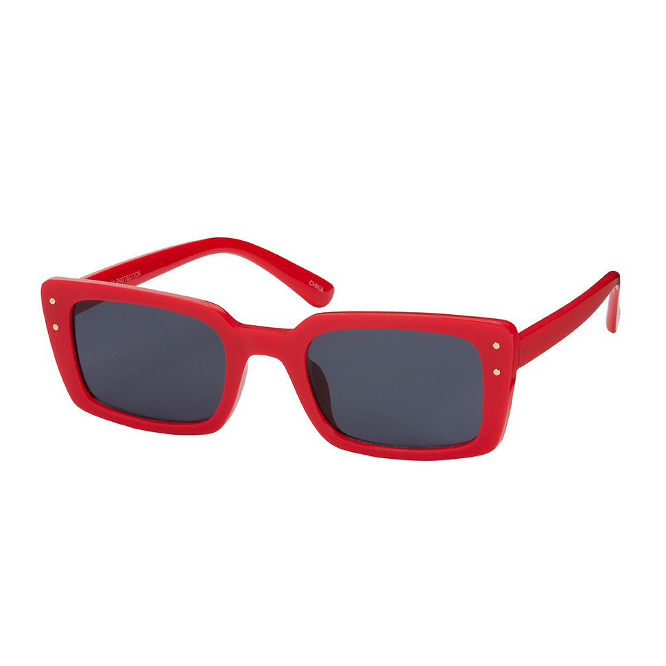 Rose Rectangle With Pins Sunglasses - Red