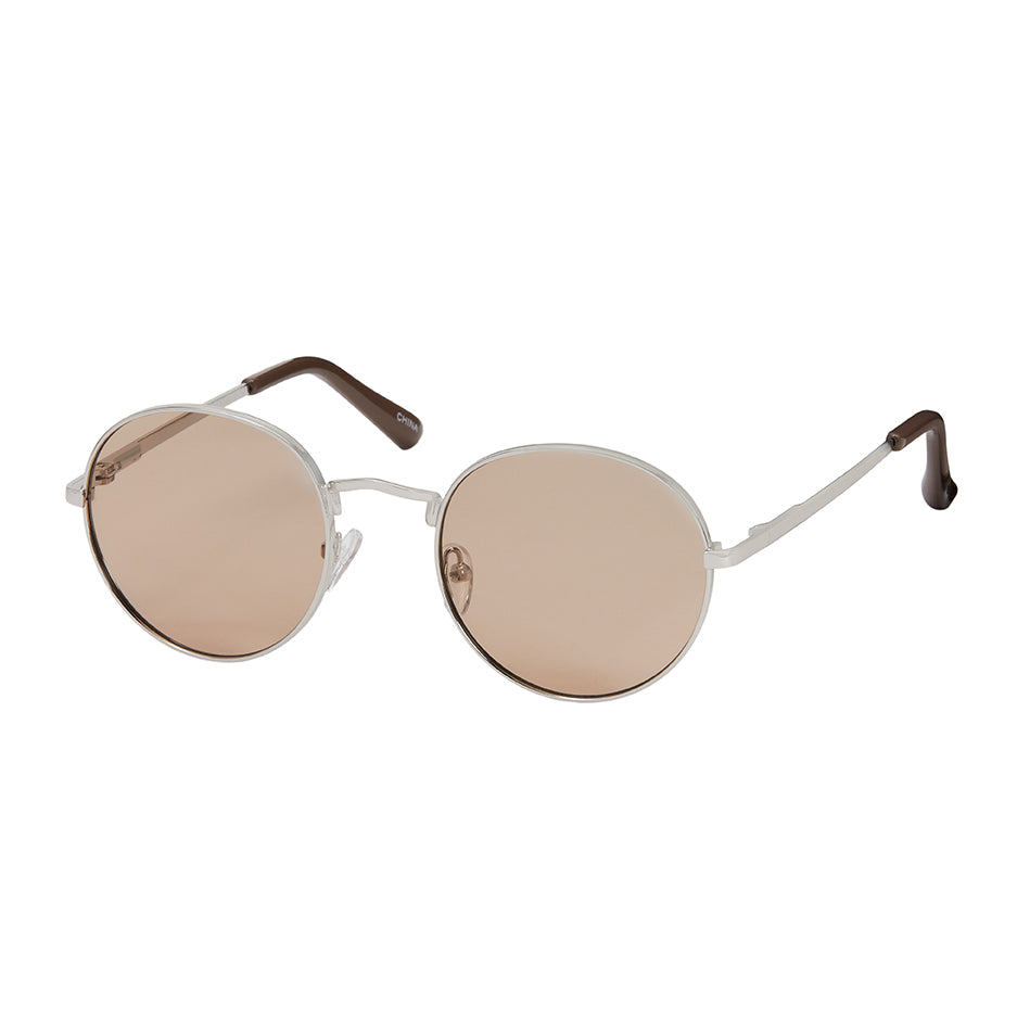 Jade Roundie Metal Sunglasses - Brown Lenses
