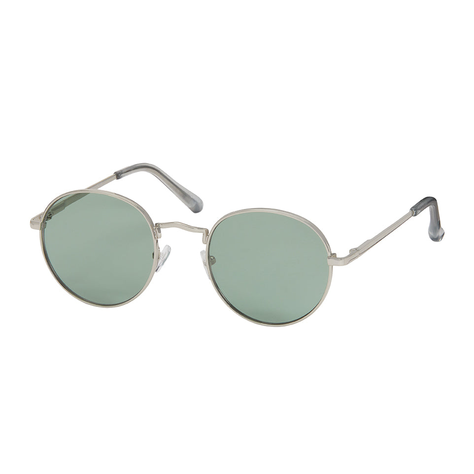 Jade Roundie Metal Sunglasses - Green Lenses