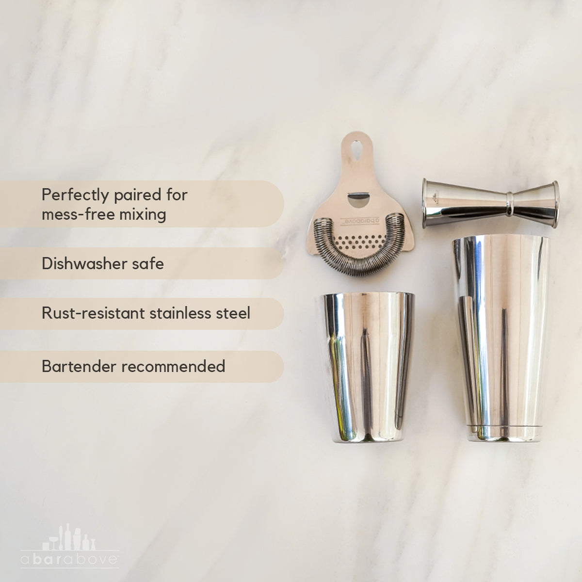 4-Piece Cocktail Shaker Set - Stainless Steel