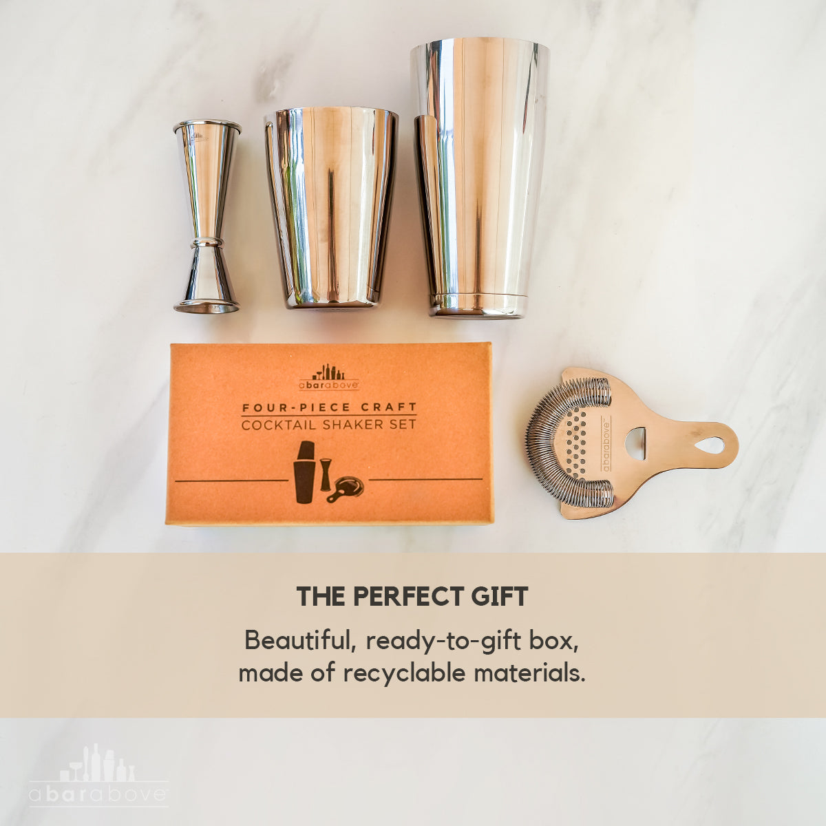 4-Piece Cocktail Shaker Set - Stainless Steel