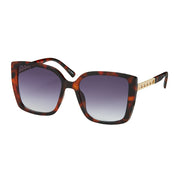 Jade Square Chain Temple Sunglasses - Amber Tortoise
