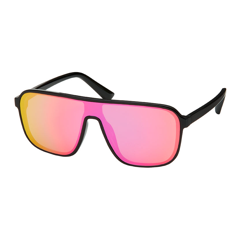 Shields Collection - Rounded Mirror Lens Sunglasses
