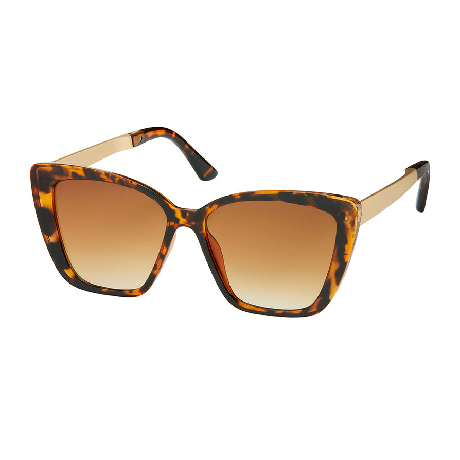 Jade Cat Eye Metal Temples Sunglasses - Tortoise