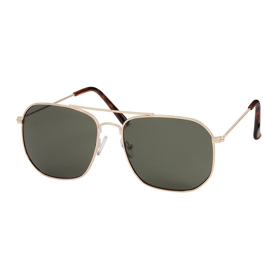 Heritage Square Metal Aviator Sunglasses - Gold With Green Lenses