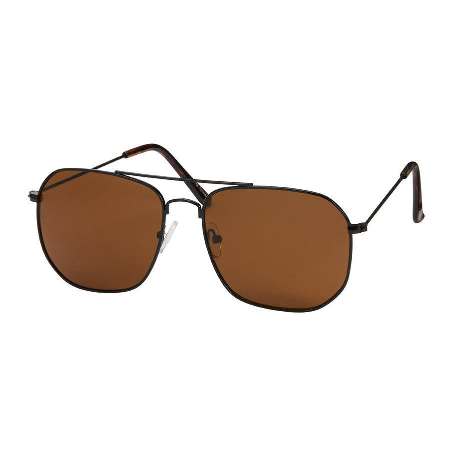 Heritage Square Metal Aviator Sunglasses - Black With Brown Lenses