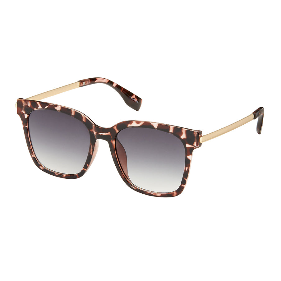 Jade Square Metal Sunglasses - Gray Tortoise