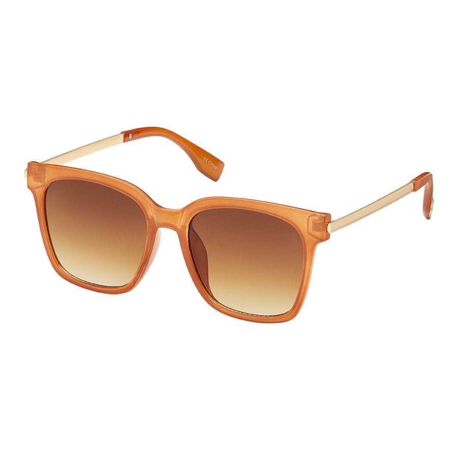Jade Square Metal Sunglasses - Honey