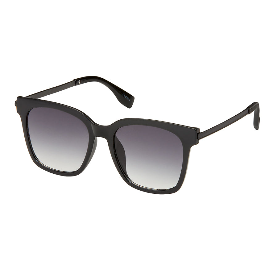 Jade Square Metal Sunglasses - All Black