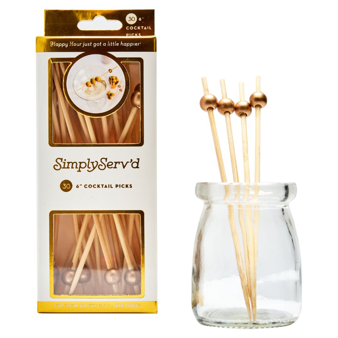 Gold 6" Wood Party Pick - 30 Pack